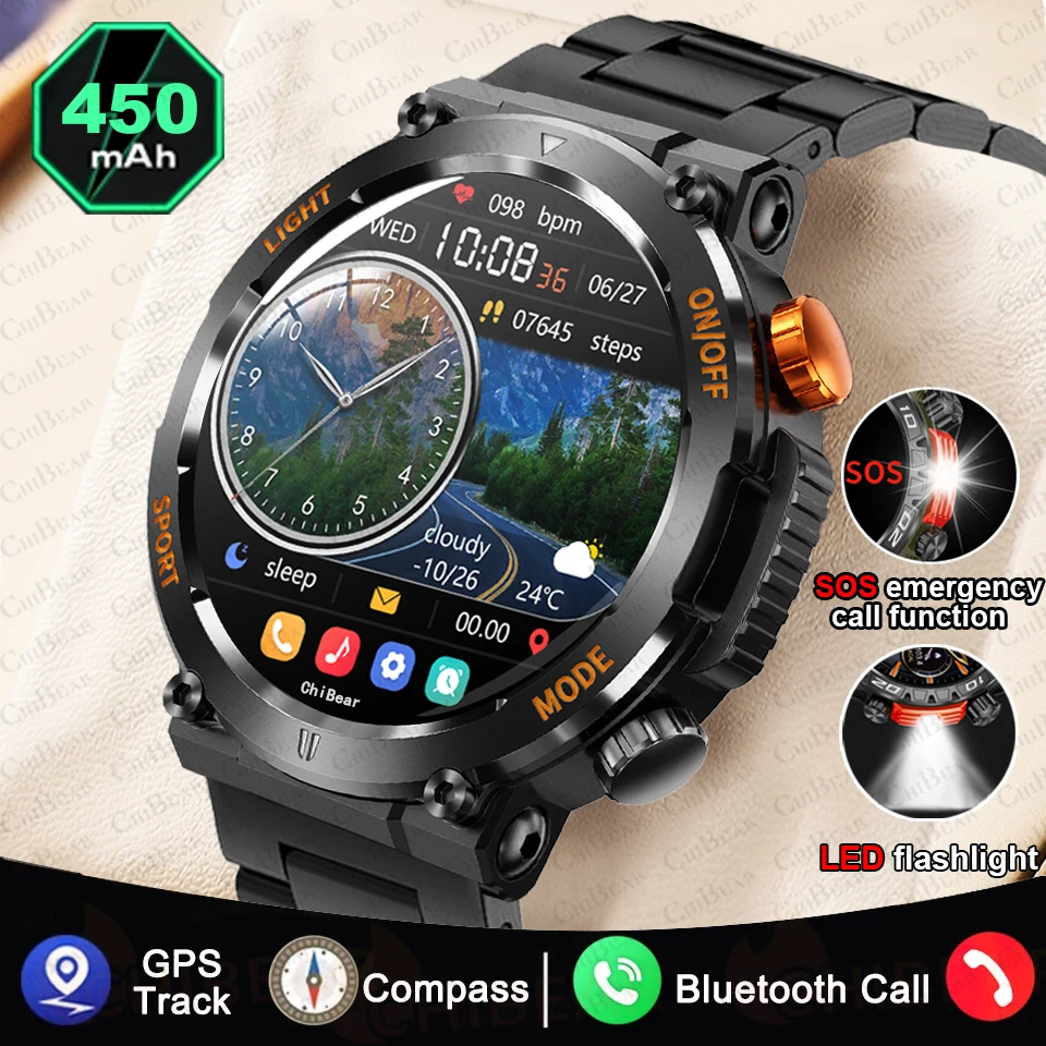 

Outdoor Smart Watch Men Women Compass Lighting Sports Fitness Watch IP67 Waterproof Bluetooth Call Smartwatch Man Health Monitor