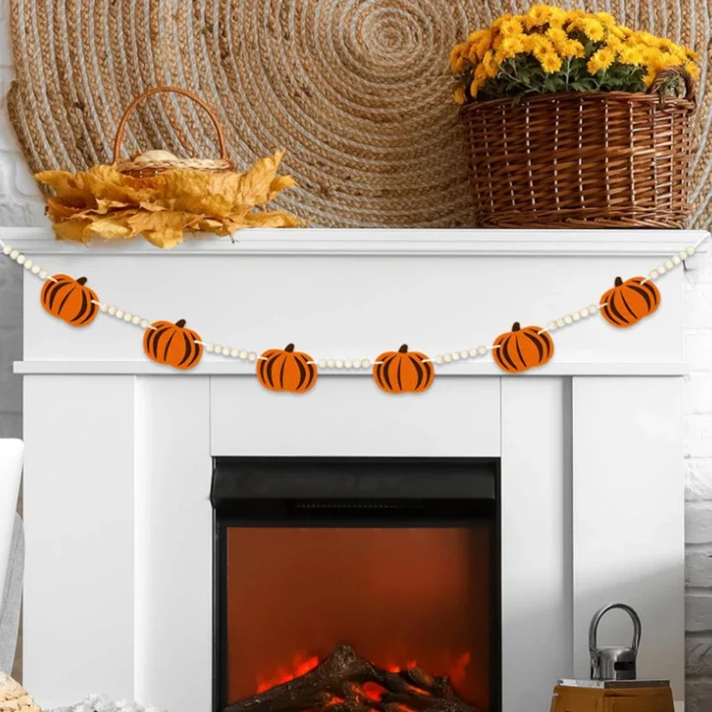 Pumpkin Banner Autumn Thanksgiving Festival Halloween Party Fireplace Mantle Wall Home Patio Garden Decoration