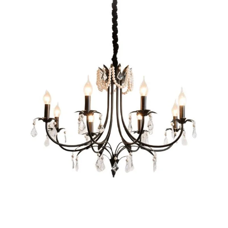 Lámpara Led nórdica para sala de estar, luces tipo vela negras, lámpara colgante con cadena, lámpara colgante romántica, lámparas Led