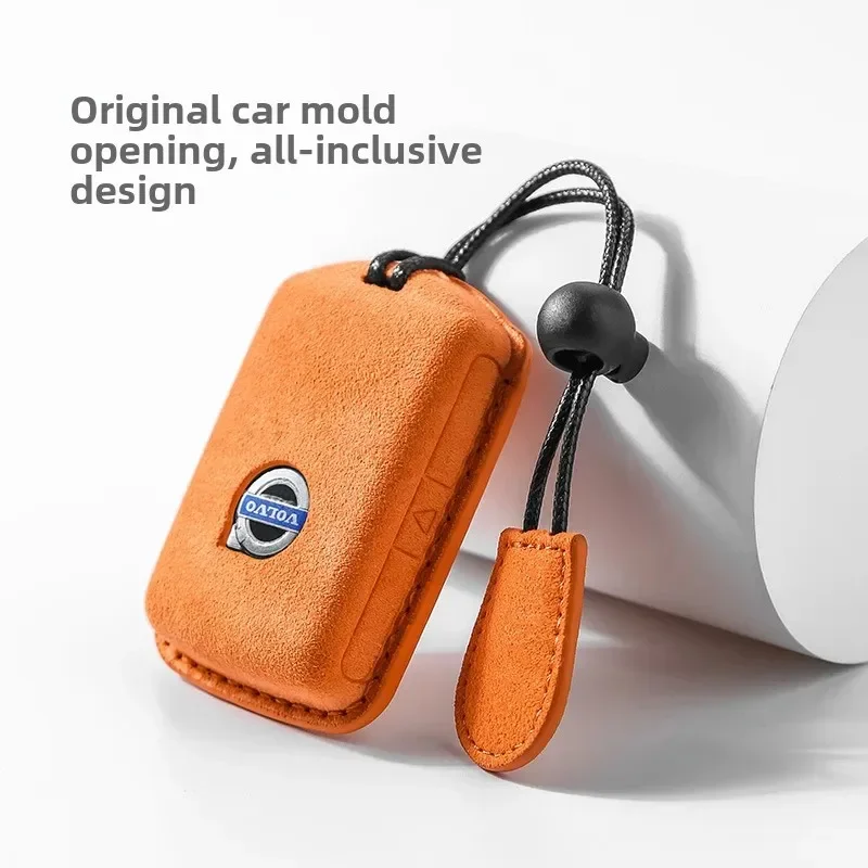

Genuine Leather Car Key Cover For Volkswagen XC60 XC90 Shell Shape Auto Accessories Pendant Clip S60/S90L