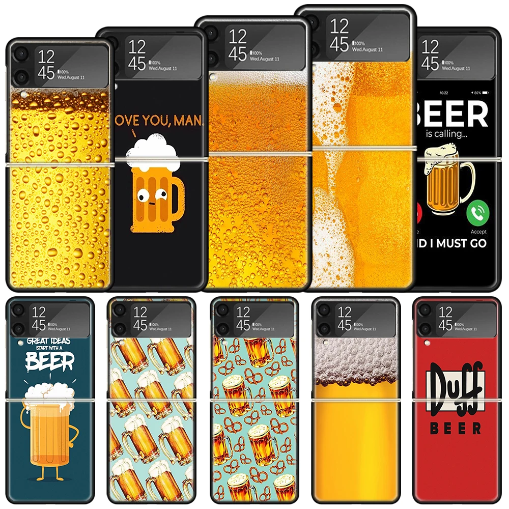 World Beers Alcohol Summer Bubble Shockproof Hard Case For Samsung Galaxy Z Flip 6 5 4 3 5G Phone Cover Z Flip3 Flip4 Flip5 Flip