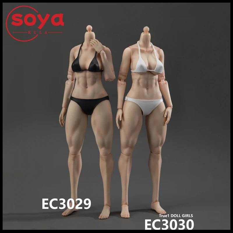

True1Toys EC3029 EC3030 1/6 Female Muscle Version Joint Body 12'' Soldier White Light Wheat Action Figure Mid Large Bust Body
