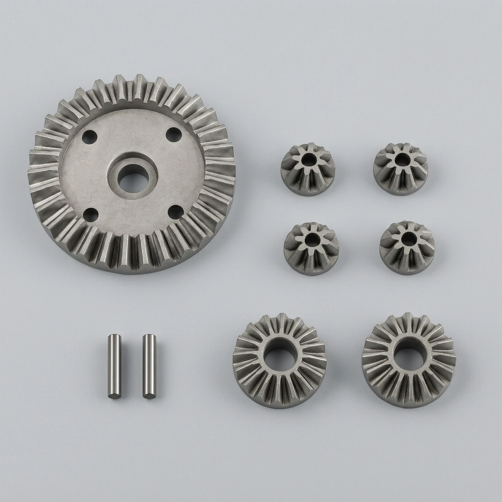 Differential Gear Set Powder Metallurgy Bevel Gear Set with Pins Easy to Install Wear-Resistant for RC Car Enthusiasts