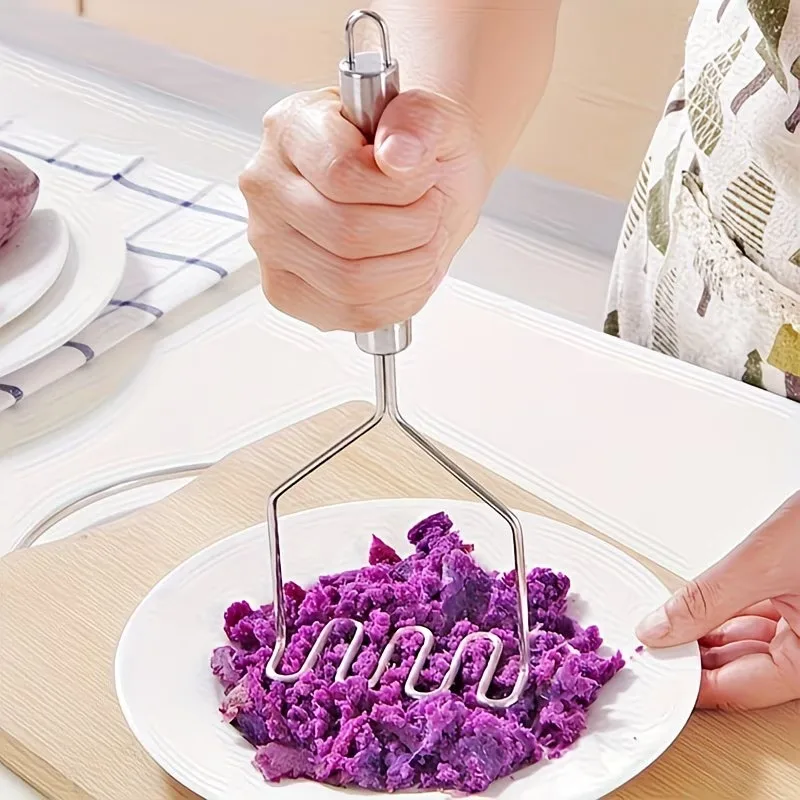 Stainless Steel Potato Masher Hand Wavy Food Crusher for Vegetable Fruit Kitchen Tool