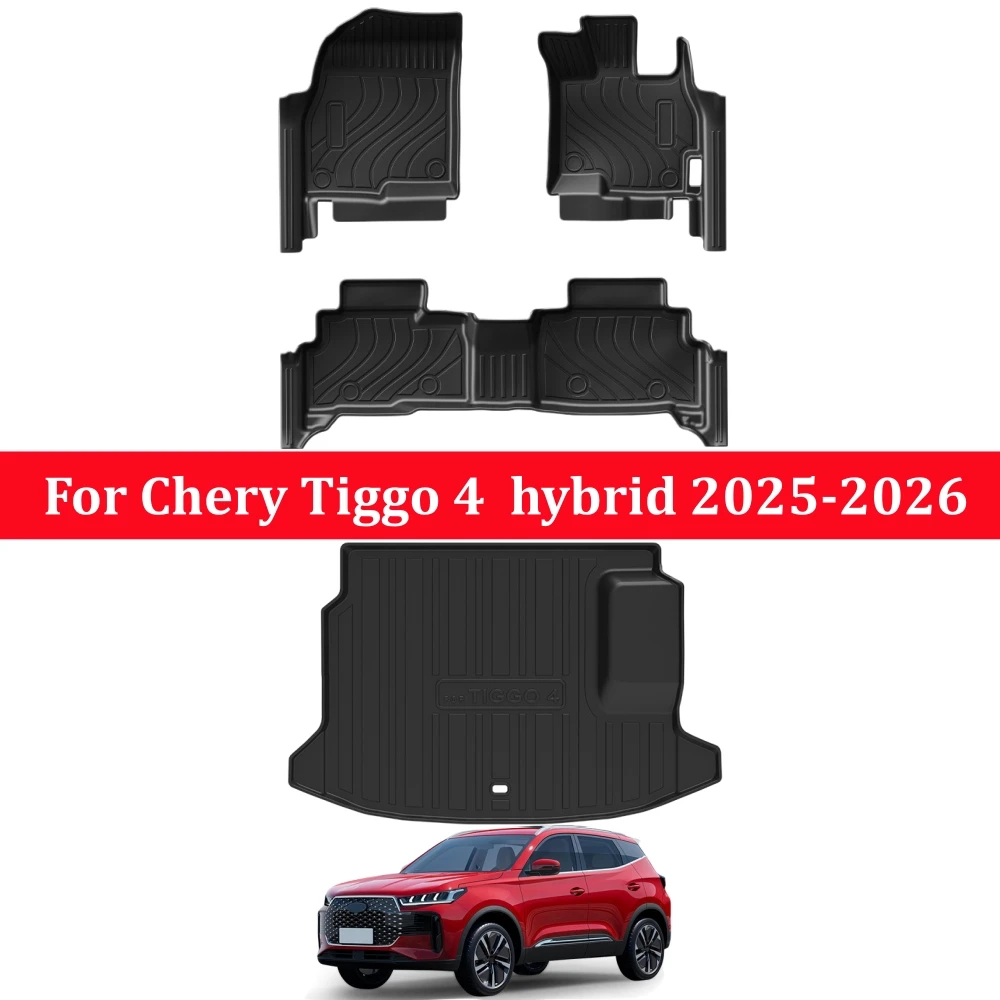 Für 2025 2026 Tiggo 4 tiggo4 pro Cross Hybrid CSH PHEV Fußmatten Kofferraummatte mit Türschwellenschutzleisten TPE Bodenmatte – Detail 1