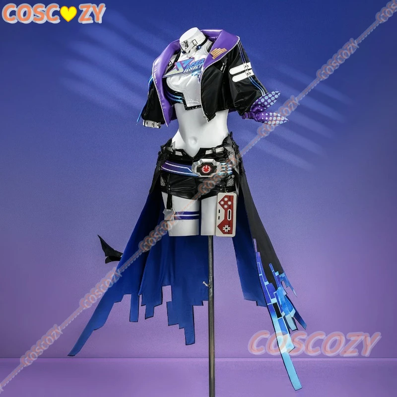 Game Honkai Star Rail Silver Wolf Cosplay Costume Wig Coat Headwear Sunglasses Tail Outfit for Halloween Party Accessories Props view 2