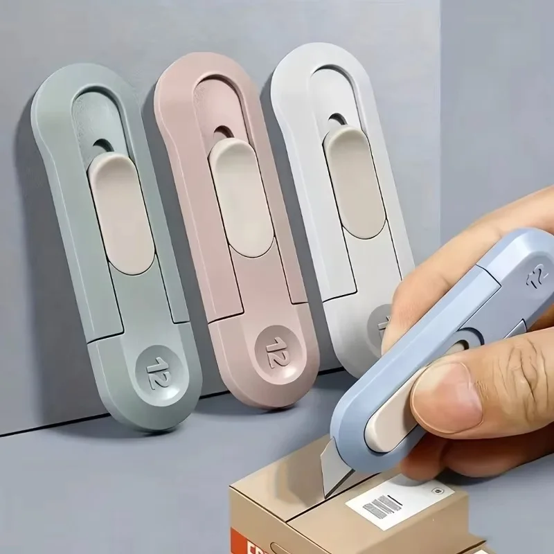 Automatischer Mini-Papierschneider mit Rückfederklinge für Büro, Schule, Schreibwaren, kompakter Sicherheitsschneider, Bastel- und Büro-Schreibwaren-Werkzeugset