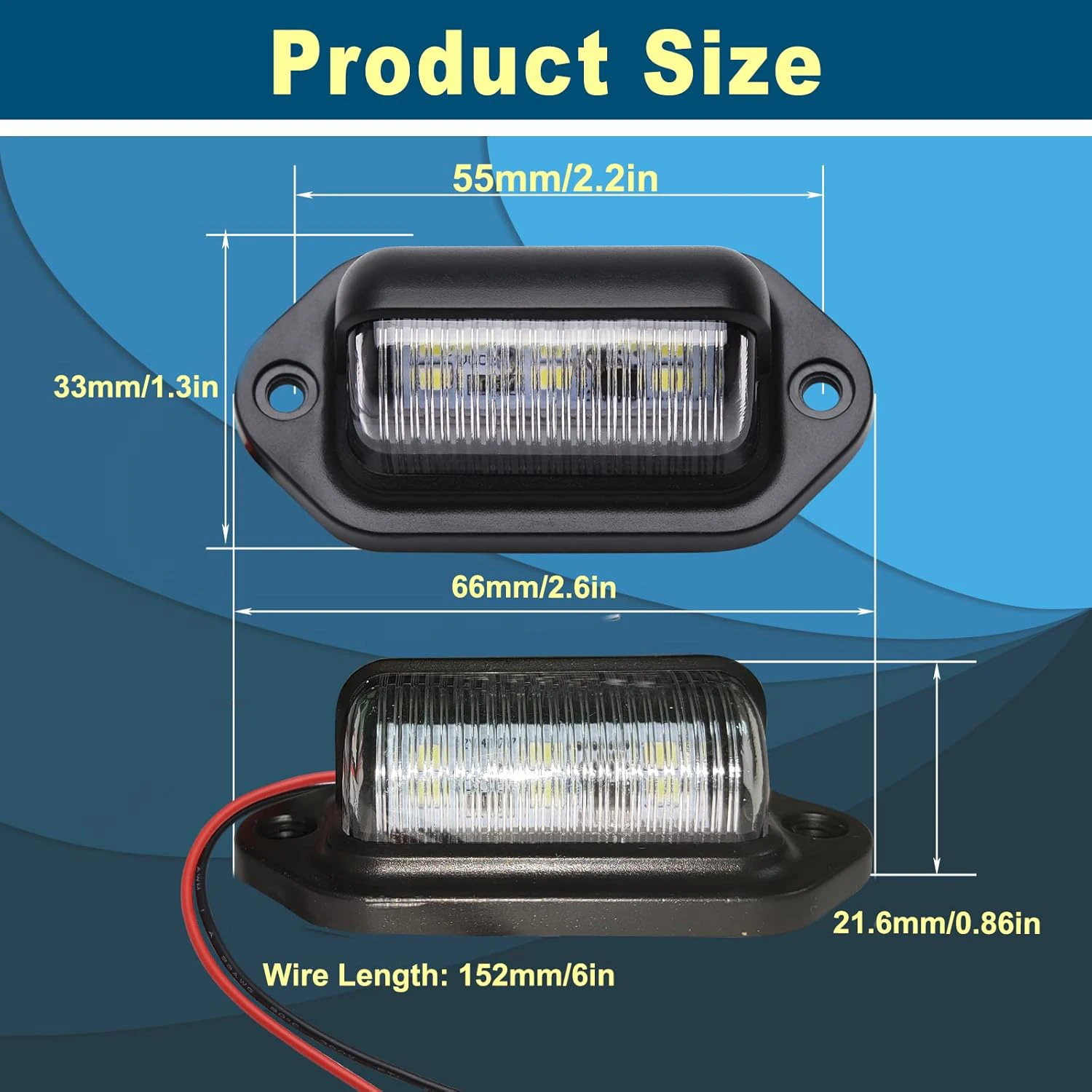 2/4PCS 6 LED Car License Number Plate Light 12V Signal Lamp For Truck RV Trailer Van Tag Step Lamp SUV