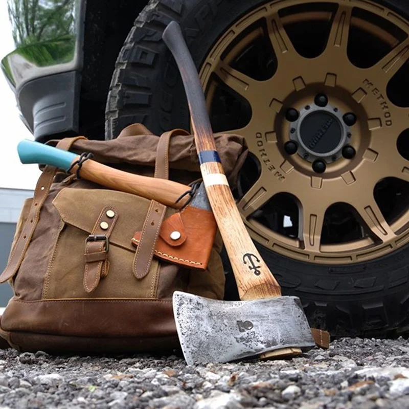 Retro Mad  Leather Canvas Backpack Large Capacity Oil Wax Outdoor Travel Climbing Shoulder Bag British Style Hard Handle