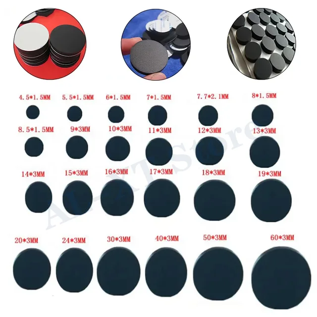 1-20 sztuk solidne okrągłe podkładki gumowe z klejem podkładki pod tarcze grube 1,5/3/3,5/5/8mm średnica 4,5/5,5/6/6,5/7/7,6/7,7/8/8,5-94mm