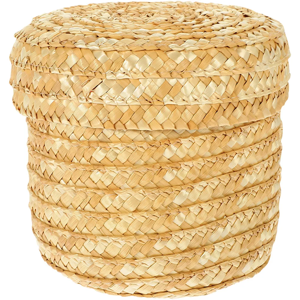 

Плетеная корзина для хранения с крышкой, тонкой текстурой плетения, удобный домашний органайзер для закусок, фруктов, овощей, десертов, яиц