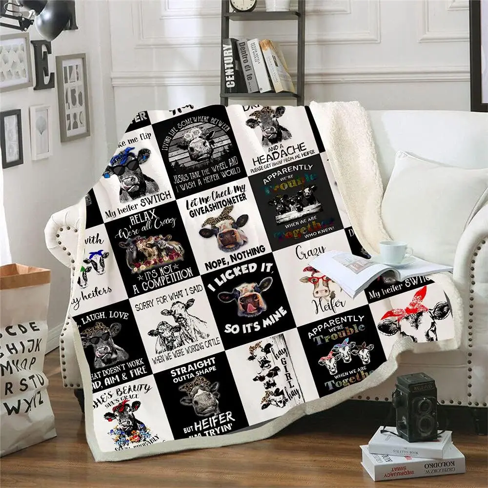 

Cow Print Blanket Cow Decor Bedding Throw Blanket For Girl Women Valentine'S Birthday Gifts,Funny Farmhouse Animal Fall Winter