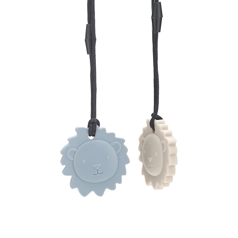 Sensory Necklace Silicone Lion Teether Pendant Chewy for Kids Adults Teething Biting Textured Silicone Chew Toys