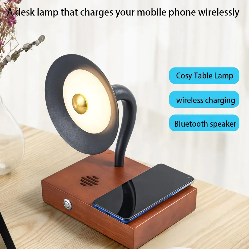 Rechargeable table lamp Table Lamp Wireless Charging Bedside Table Lamp Bedroom Night Light Bluetooth Speaker Charging Desk Lamp