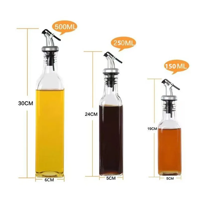 

Kitchen Glass Oil Bottle, Multi-purpose Condiment Dispenser for Soy Sauce Vinegar, Leakproof Oil Container