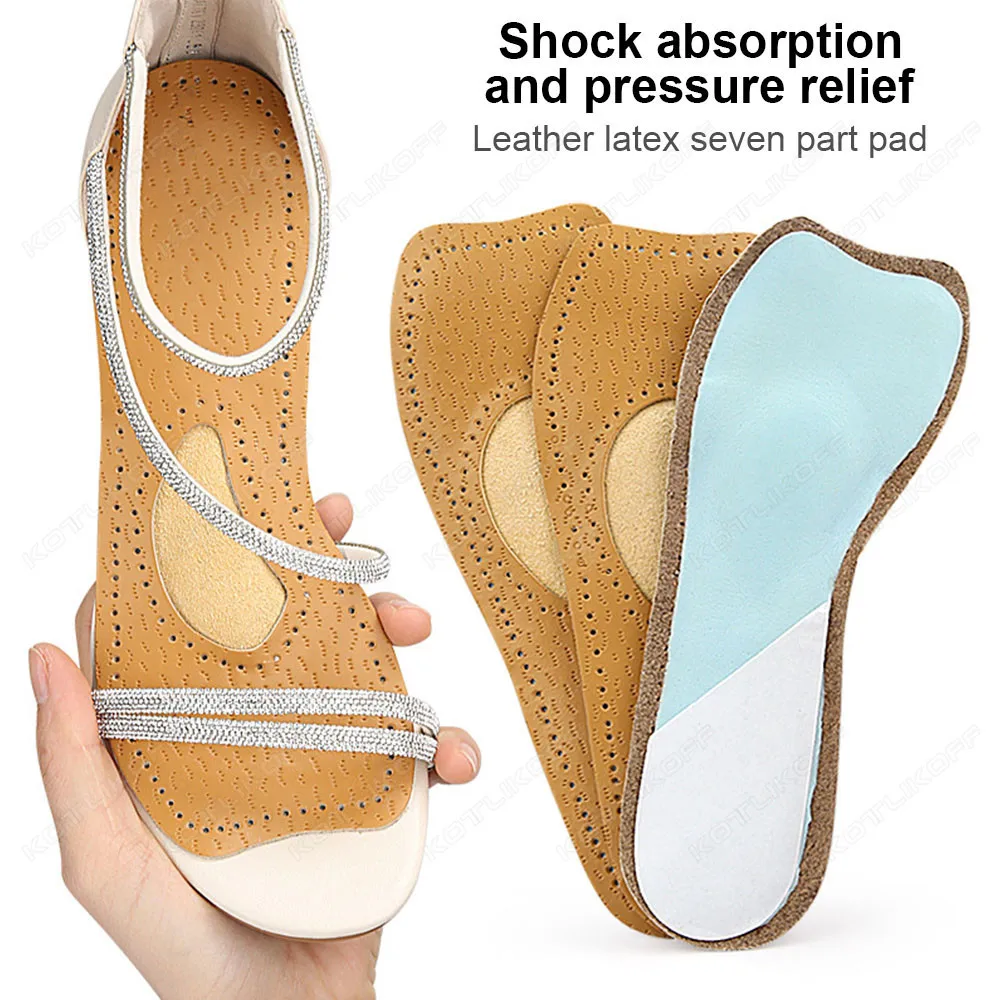 Women Sandal Insoles Leather Latex Antislip Soft Bottom Breathable Deodorzation High Heel Insoles Shoes Sole Stickers Pad