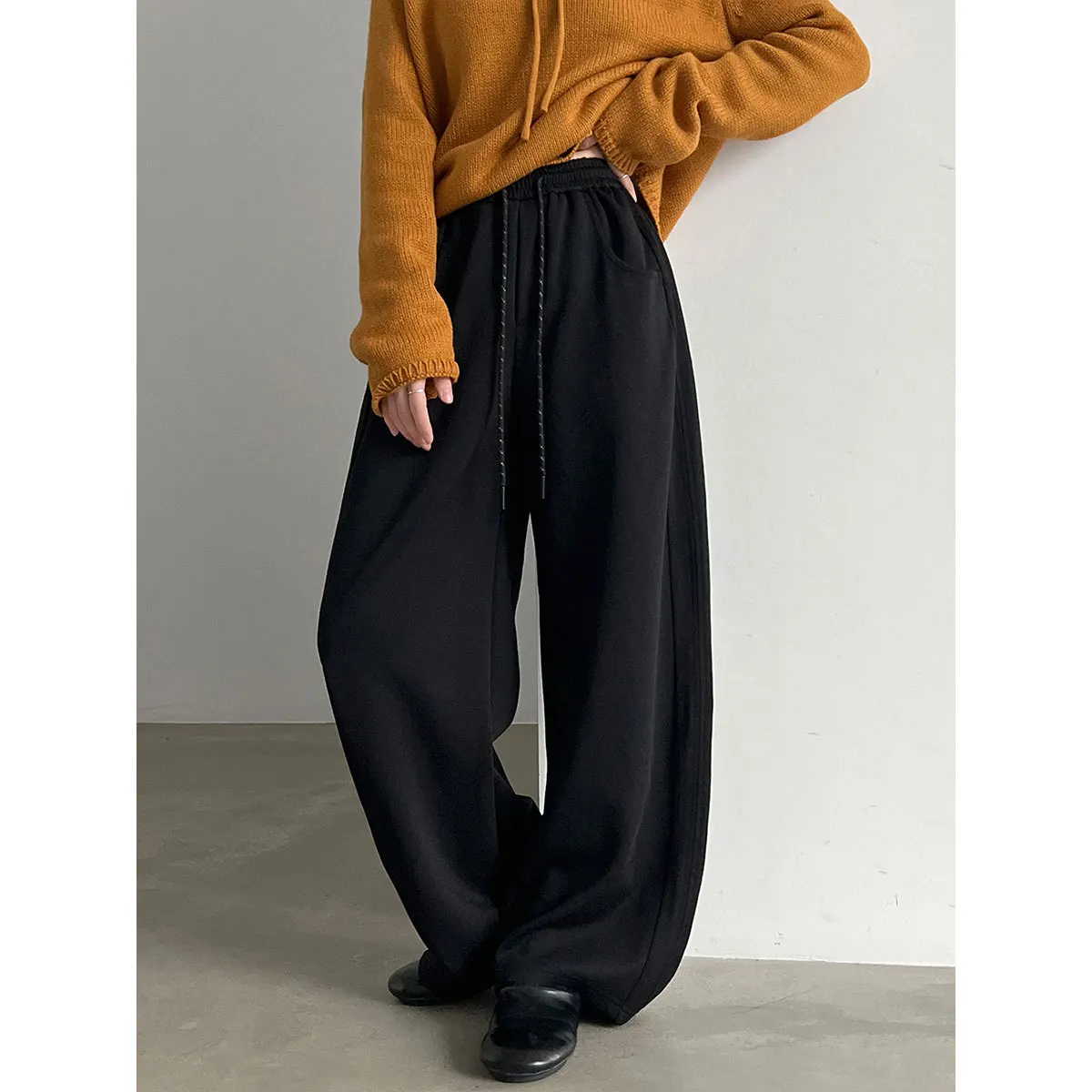 New Arrival Women Casual High Waist Autumn Long Pants With Pocket Fashion Wide Leg Strught Pants Women Clothes Trousers