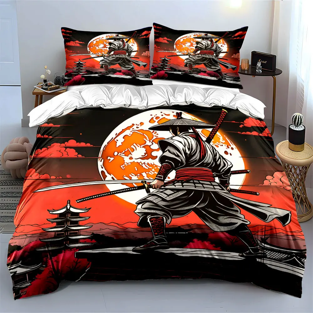 

Samurai Art Set Decoration Prints Soft Comfortable Duvet Cover Bedding Set Included 1*Duvet Cover & 2*Pillowcases, gift