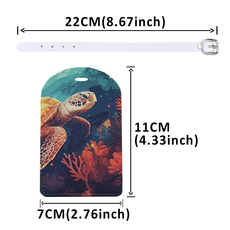 Luggage Tags with Privacy Cover PU Leather Cruise Ship Waterproof Tag Modern Art Funny Suitcase Tags for Men Kids Women