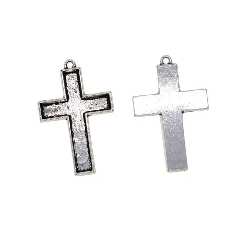 Alloy Cross Blank Pendant Base Cabochon Cameo Bezel Setting Accessory for Jewelry Necklace DIY Projects