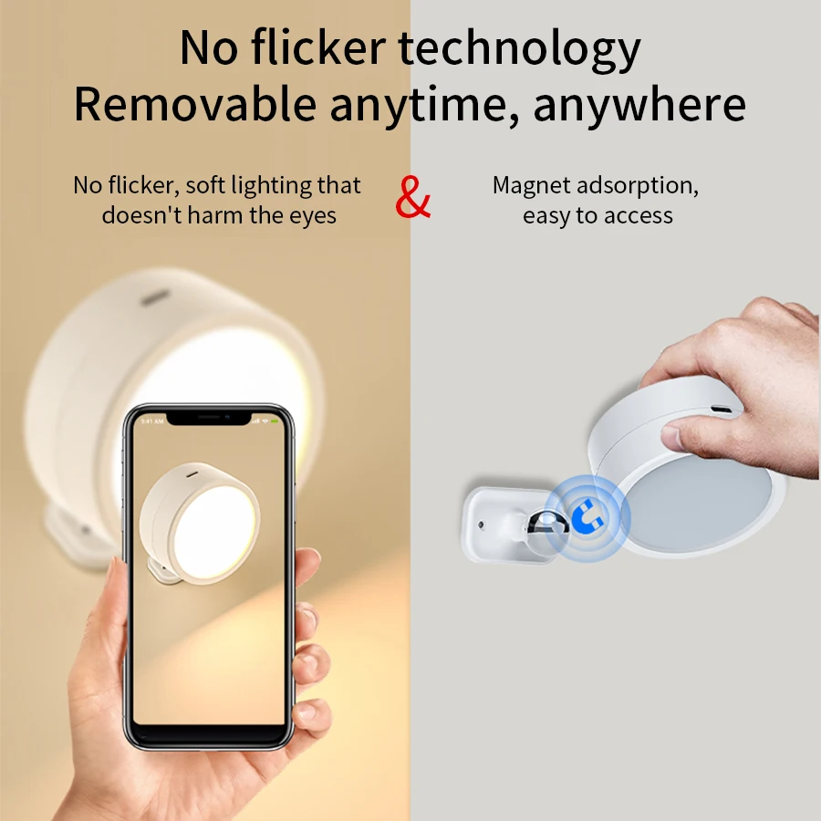 Moderne magnetische wandlampen LED-wandlamp 360 °   Rotatie wandgemonteerde verlichting met afstandsbediening RGB oplaadbare wandkandelaar kamerdecor