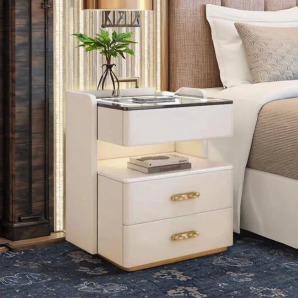 Heißer Verkauf moderner Luxus-Nachttisch, intelligenter Nachttisch mit kabelloser Aufladung für Schlafzimmer und Krankenhausgebrauch