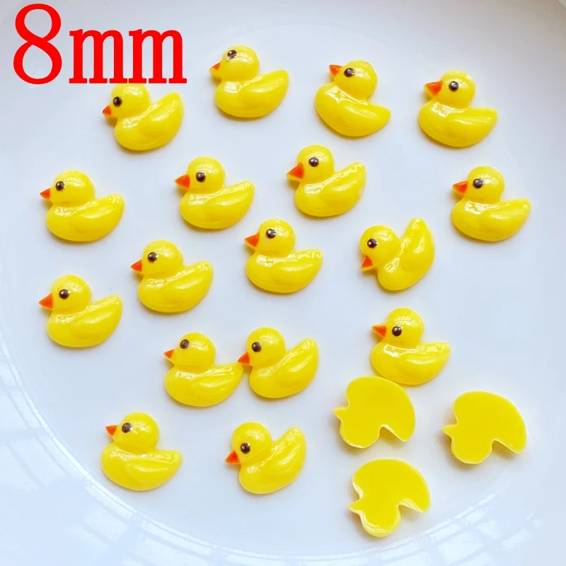 50Pcs New Cute Mini Duck Resin Figurine Crafts Flatback Cabochon Ornament Jewelry Making Hairwear Accessories