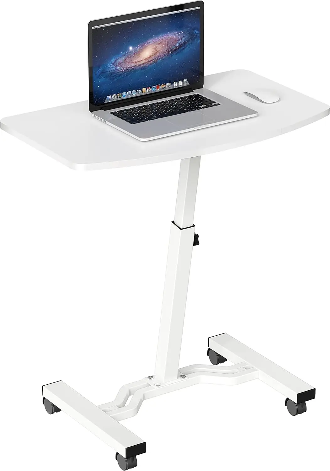 Height Adjustable Mobile Laptop Stand Desk Rolling Cart, Height Adjustable from 71cm to 83cm, White