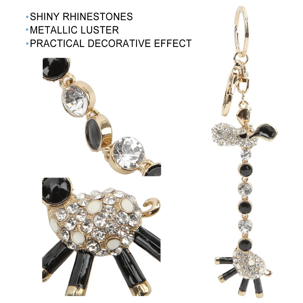 1pcs Sparkly Zinc Alloy Giraffe Keychain Metallic Luster Shiny Rhinestones Animal Keychain Rhinestone Keyring Accessory