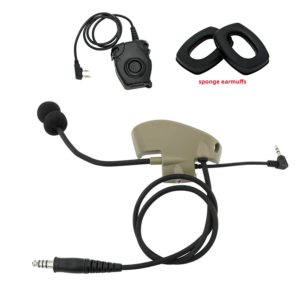 Microphone Kit Tactical Headset with Tactical PTT Foam Earmuffs for Howard Leight Impact Outdoor Sports Shooting Hunting Headset