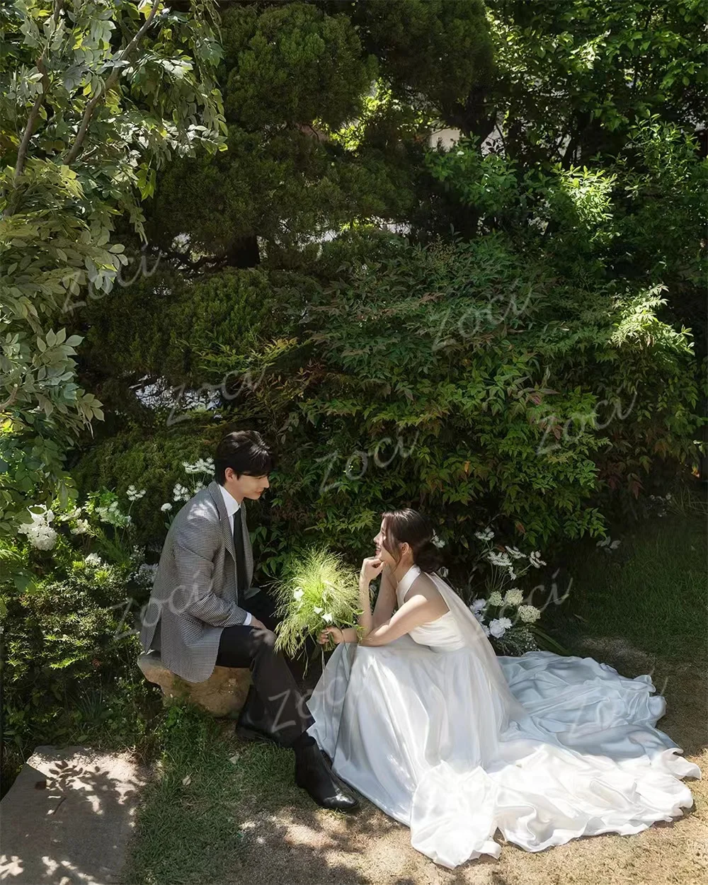 Zoci Modern Criss Cross Silk Satin Korea Wedding Dresses Corset Sleeveless A Line Bride Wedding Party Gown Customized