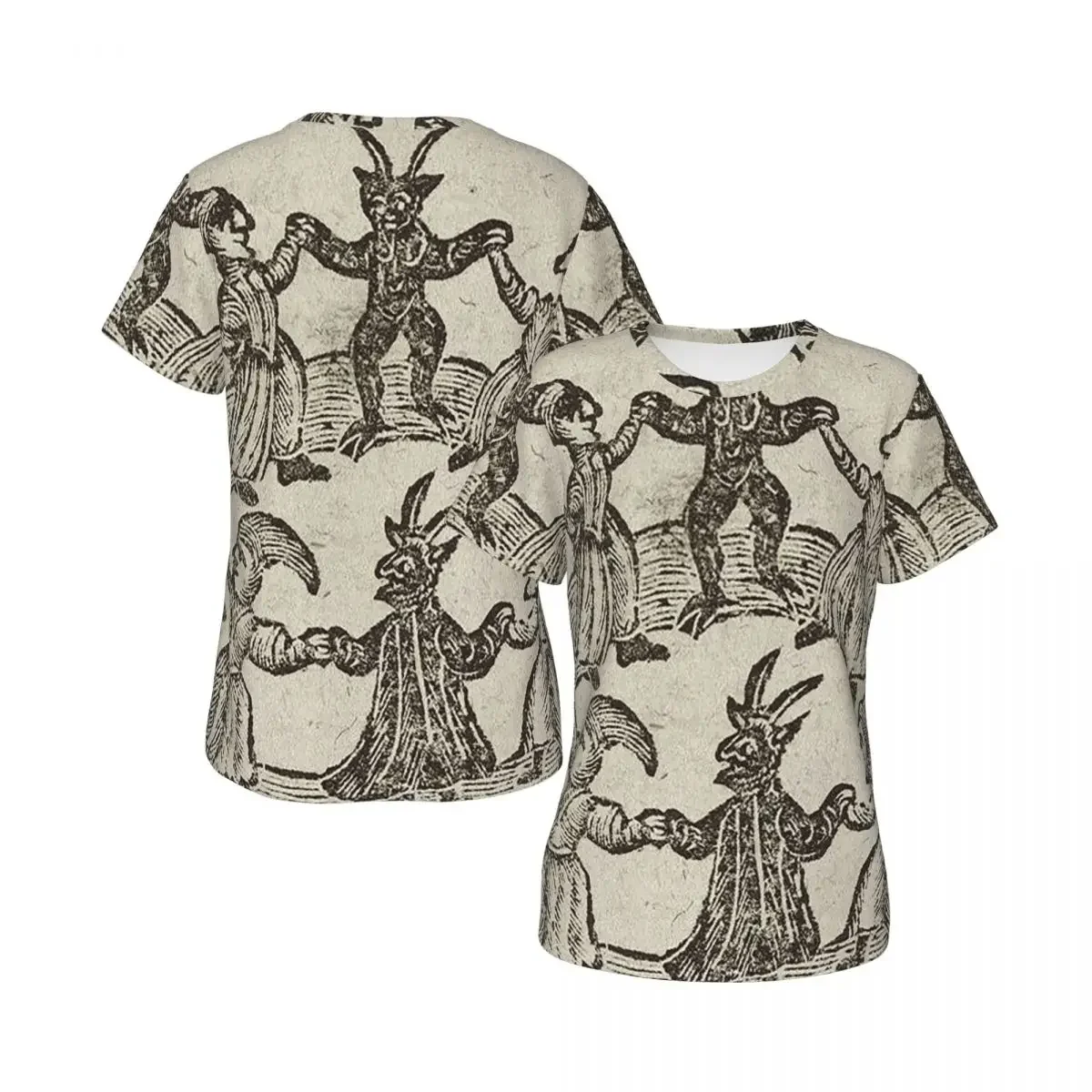 Witches Circle Dance T-Shirt for Women O-Neck Streetwear T Shirts Women's Short Sleeve Summer Clothes Tops