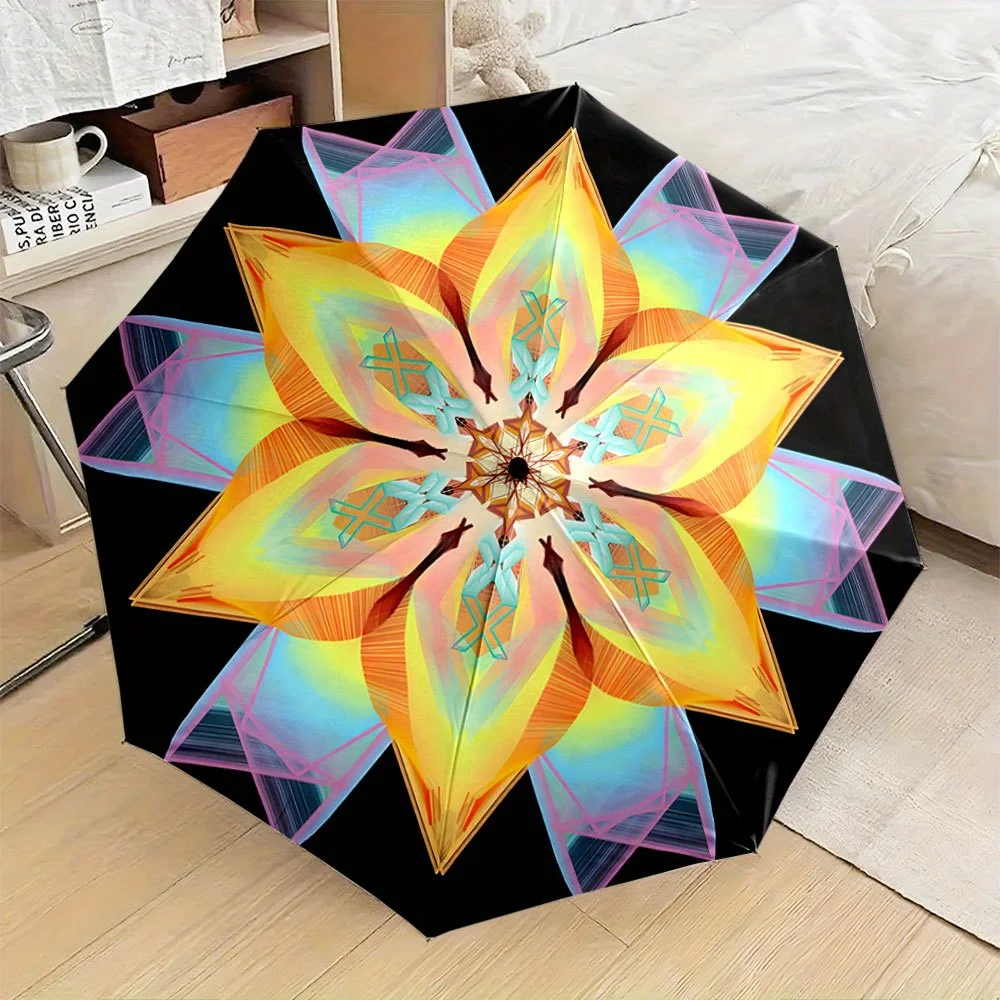

Automatic Open/Close Folding Umbrella with Chakra, Iris, Lumina - Compact Travel Umbrella, 8-Rib Sturdy Frame, Auto Open Close