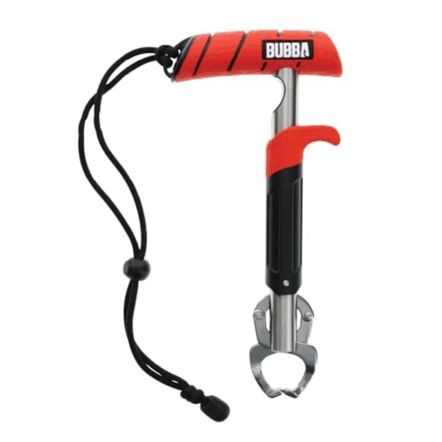 

Freshwater and saltwater fishing tool: marine-rated stainless steel, black non-slip handle, 100lb capacity, easy-reach trigger
