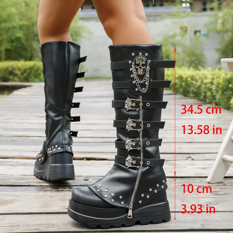 

Новые женские туфли на плоской платформе и молнии, ботильоны до колена с круглым носком, удобные нескользящие уличные ботинки, уличные ботинки Zapatos De Mujer