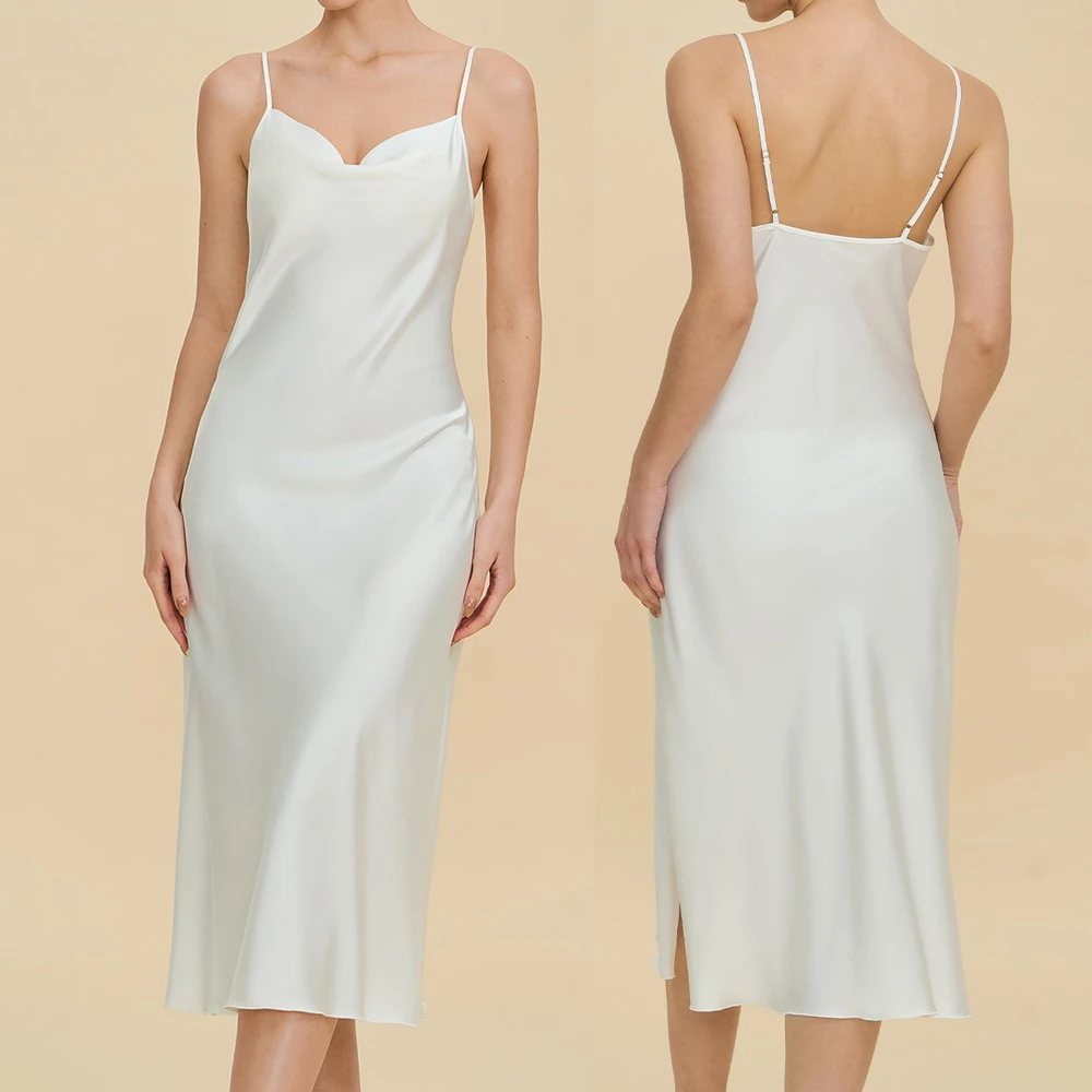 

Сексуальная ночная сорочка с открытой спиной на бретельках, женская ночнушка, элегантная атласная шифоновая длинная ночная рубашка, летняя новинка, домашняя одежда