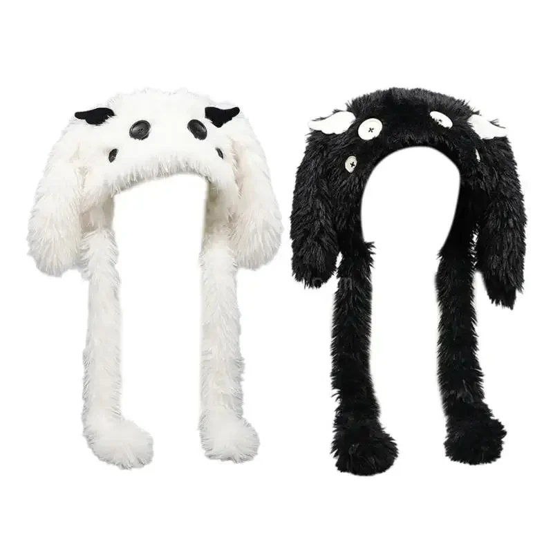 

Furry Cartoon Head Cover with Wing for Outdoor Sports Furry Hat with Ear Oversized Headgear Hat for Winter