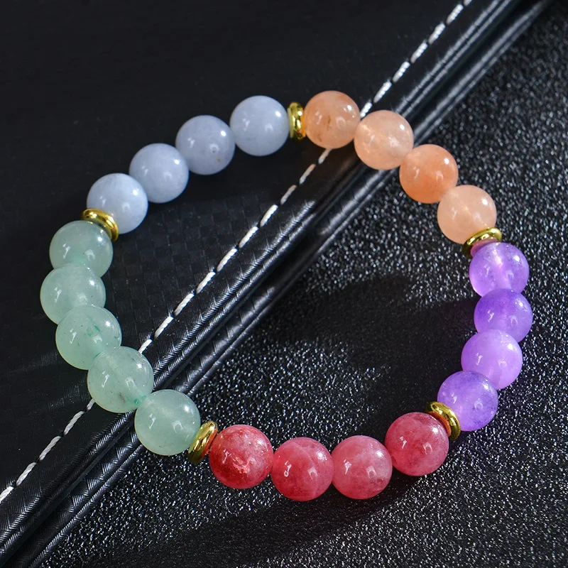 Lucky Natural Stone Bracelet 8mm Crystal Bracelet Stress Relief Anxiety Yoga Bracelet Brings Lucky Charm Gift (Love Spell)