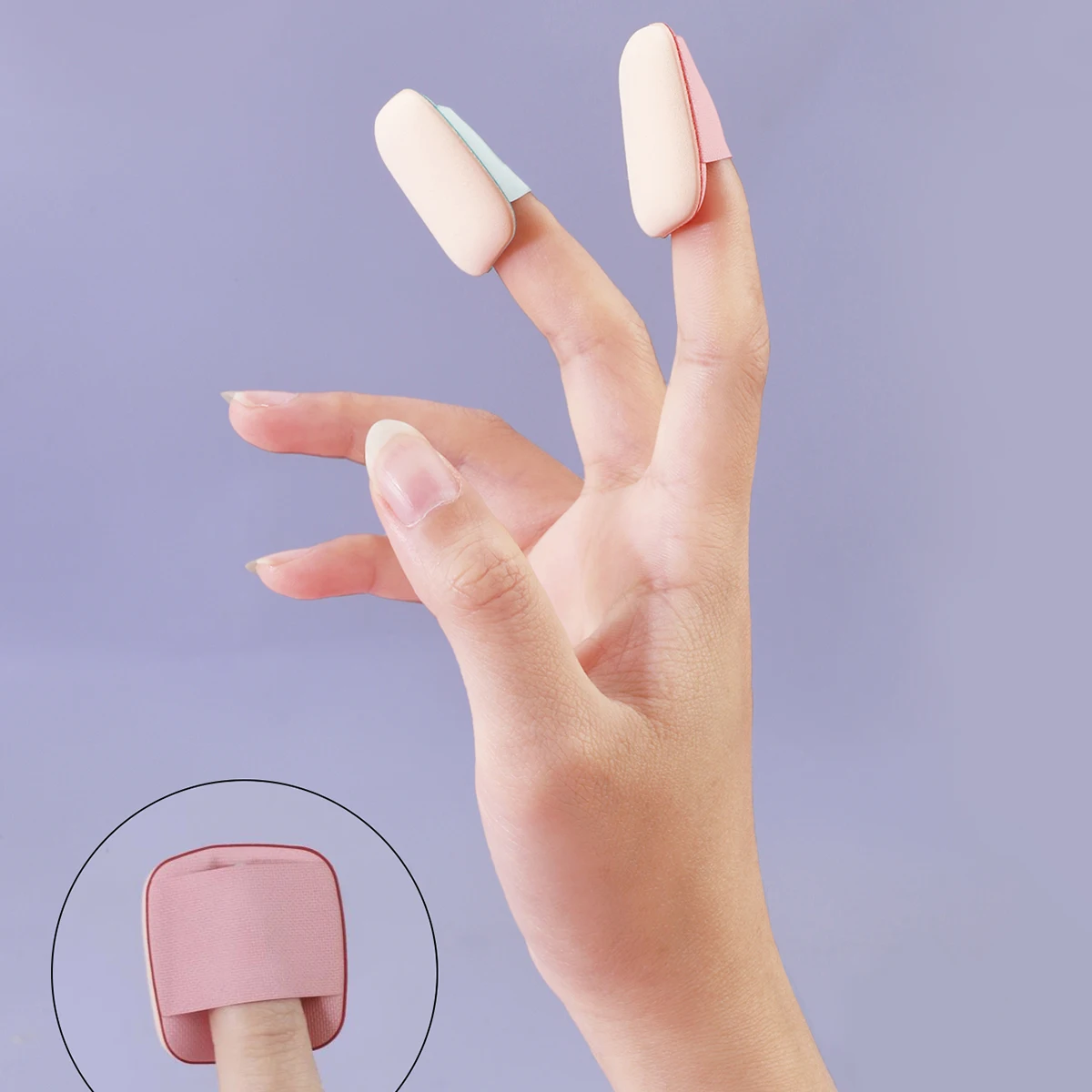 6 個ミニフィンガーパウダーパフスポンジフェイス化粧品アクセサリーブレンドとコンシーラースクエアメイクアップツール