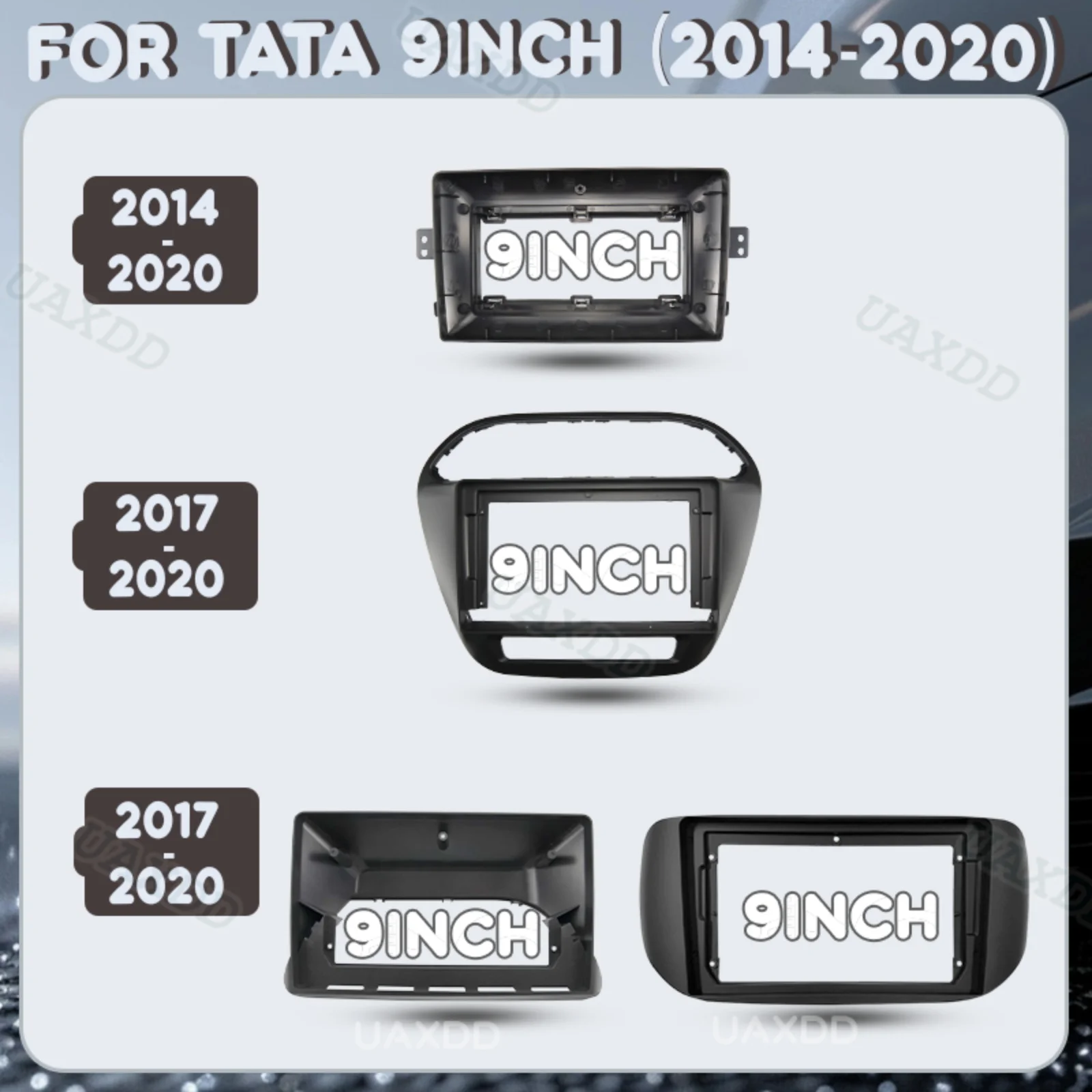 UAXDD Car Kit FOR TATA Interior 2 Din Dashboard 9INCH Plastic Frame Center Console Fascia Automotive Panel Accessories 2014‑2020