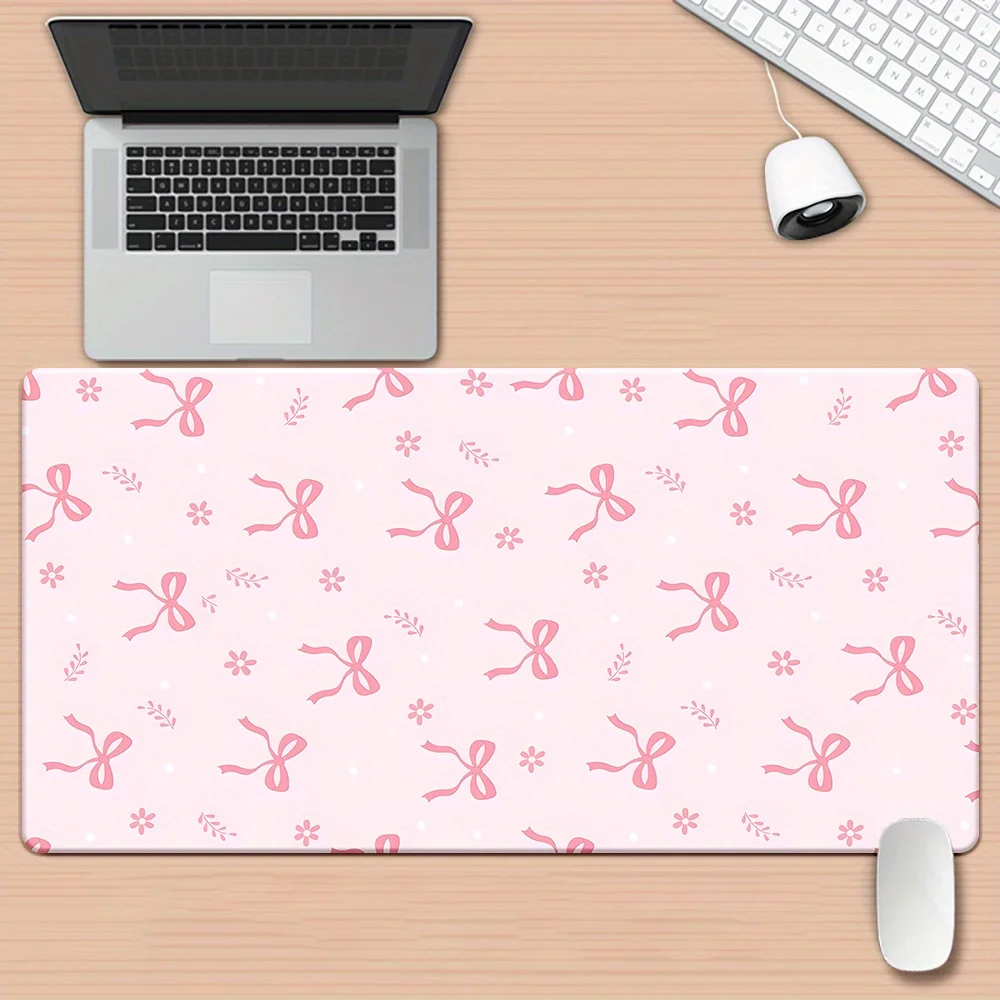 

Коврик для мыши с розовым бантом и цветочным дизайном, утолщенной резиной, прочный и подходит для офиса и игровых игроков.