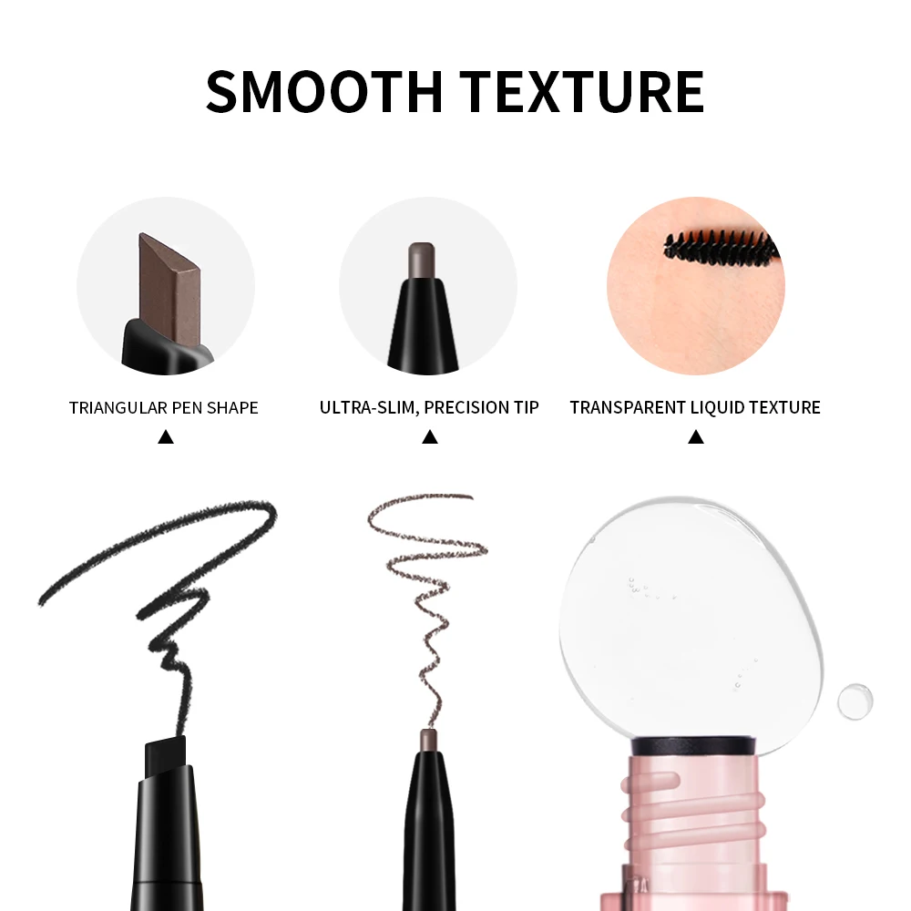 Zestaw do brwi: automatyczna kredka i żel, dwustronna, długotrwała, naturalna, wodoodporna, ultra cienka, trójkątna kredka do makijażu brwi.