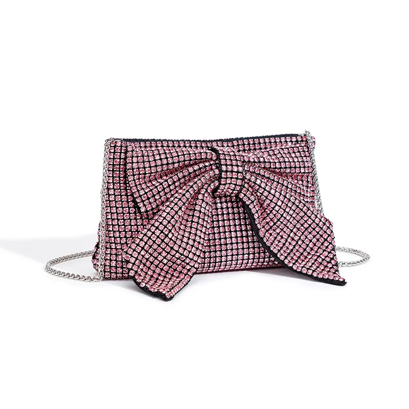 

Bow Rhinestone Women's Diamond-encrusted Dinner Bag Fashion Oblique Span Rhinestone Flash Diamond Bag Designer Luxury Bags Woman