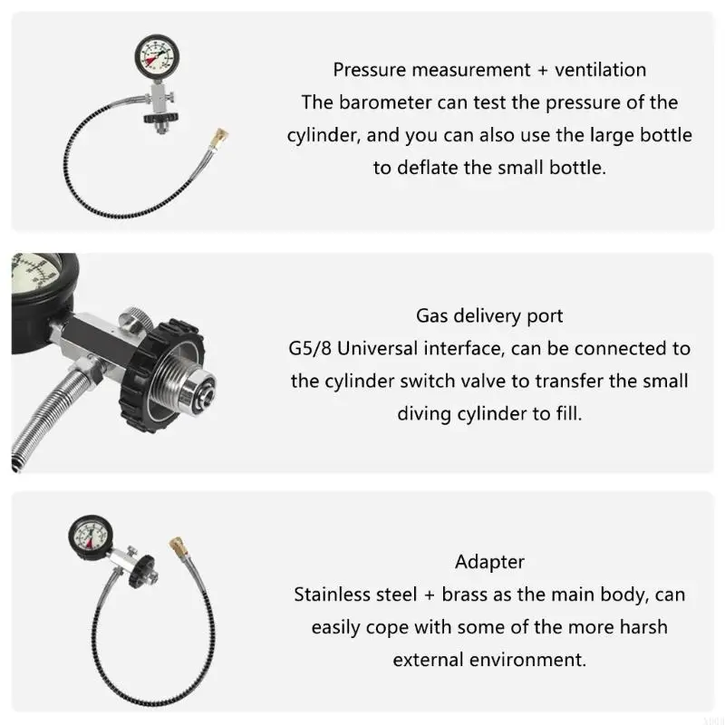 Filling Connector Adapter DIN Large Gas Tanks To Small Cylinder Bottle Stainless