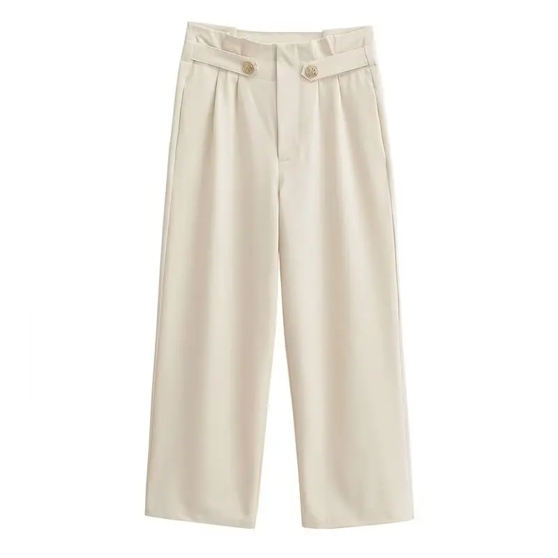 Faionable белый узел, украшенный бумажным мешком, брюки с высокой талией, широкие повседневные брюки для женщин, летнее новое поступление