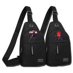 Spider-man Superhero Men's Chest Bag Print Shoulder Canvas Travel Bag Waist Bag Outdoor Sports Casual Chest Bags for Male Bag