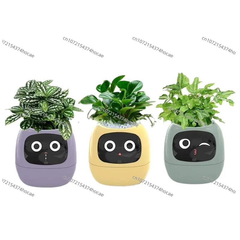 

Intelligent Potted Ivy Desktop Green Plant Intelligent Cute Pet interaction Flower Pot Cartoon Expression Plant Emotions English