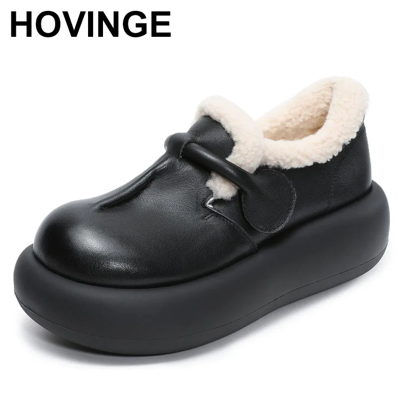 

Женские удобные зимние плюшевые этнические весенние ботинки из коровьей кожи 6 см в британском стиле, осенние туфли-лодочки на танкетке на платформе, обувь на плоской подошве