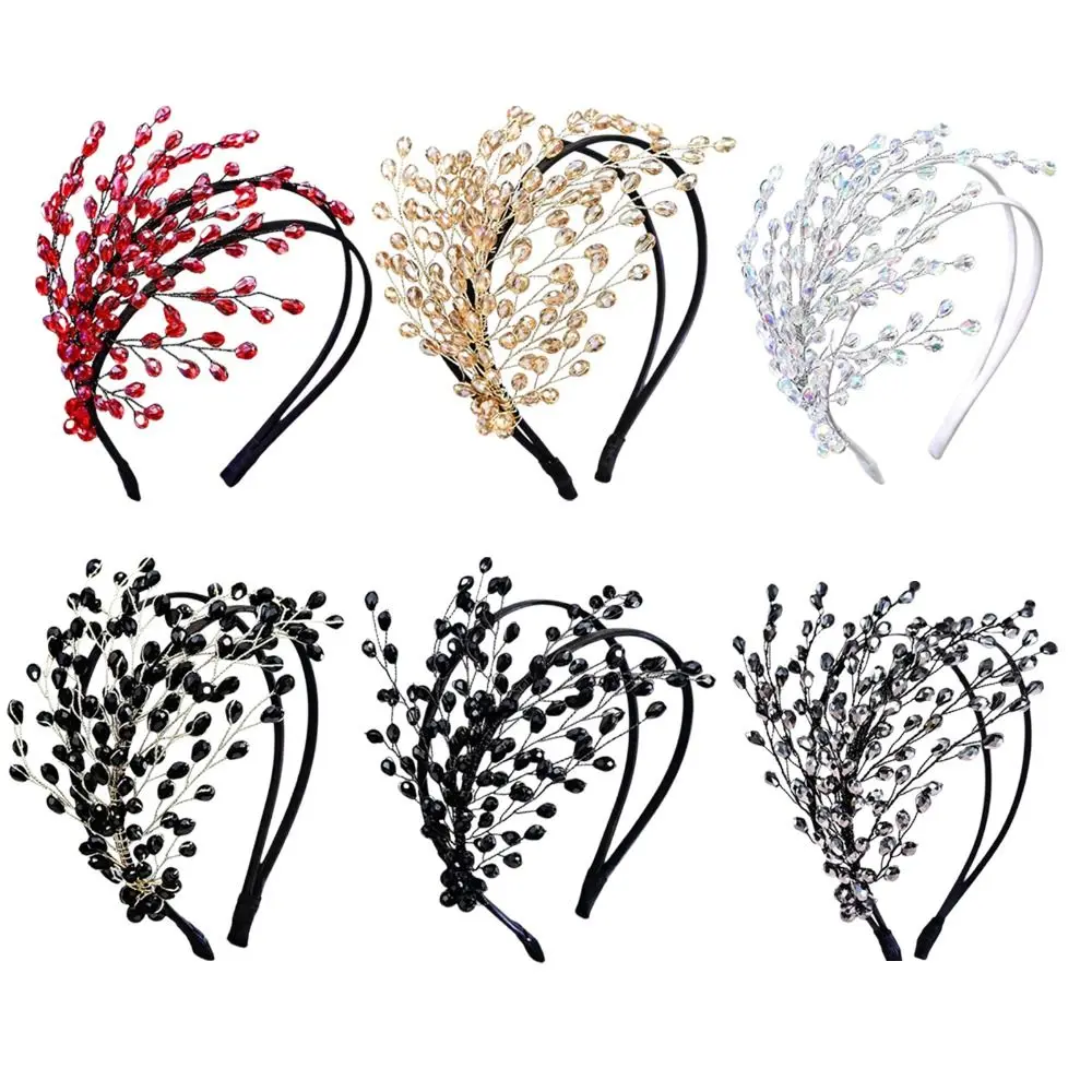 Double Layer Crystal Bridal Headband Single-sided Sparkly Design Rhinestone Hair Accessories Luxury Crystal Handmade Headpiece