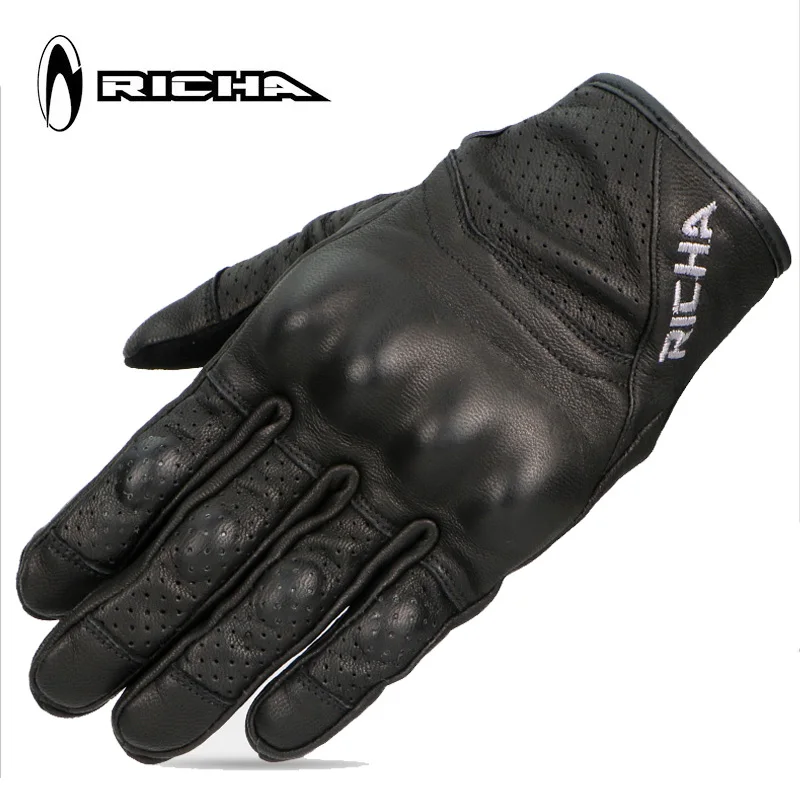 

Men's Biker Equipment Retro Sheepskin Leather Riding Gloves Spring Autumn Motorcycle Gloves Breathable Anti Drop Touch Screen